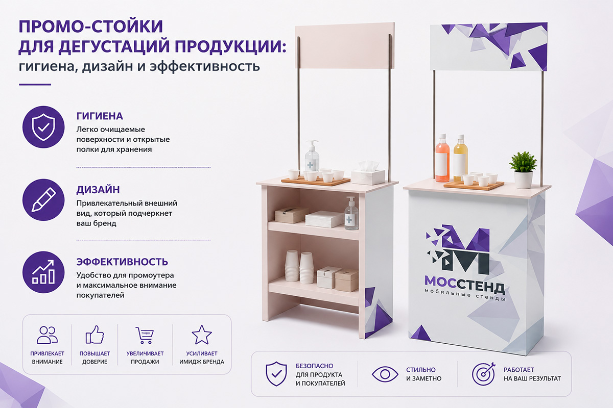 Промо-стойки для дегустаций продукции: гигиена, дизайн и эффективность